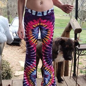 Tie-Dye Purple And Multicolor Flare Leggings